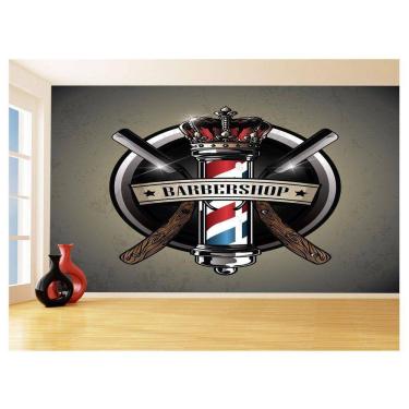 Imagem de Papel De Parede 3D Barbearia Barber Shop Logo 3,5M Brb31