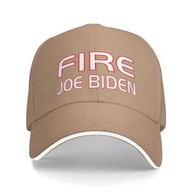 Imagem de Boné de beisebol original Donald J Trump Fire Joe Biden 2024 Original Truckers ajustável para homens/mulheres boné de caminhoneiro, Cor da areia, G
