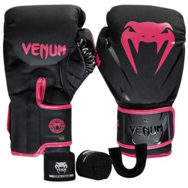 Imagem de Kit Venum Boxe Muay Thai 14 Oz Feminino Luva Bandagem Bucal New Impact Evo Rosa Profissional