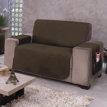 Imagem de Protetor De Sofá Dupla Face Impermeável Mr 2 Lugares - Marrom-cáqui