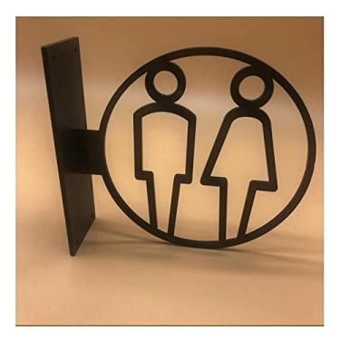 Imagem de 3D Wc Signs, Side Mount Wc Signs Door Sticker Men and Women Restroom Toilet Sign Doorplate Tips Guide Creative Signage Acrylic Plaque 20X18cm (Color : C)