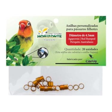 Imagem de Anilhas Anéis 4.5mm Agapornis Kakariki Red Rumped Forpus Catarina Neophema Metal Alumínio Coloridas Anel Fechado Marcação Número Identificação - 20 unidades (Dourado)