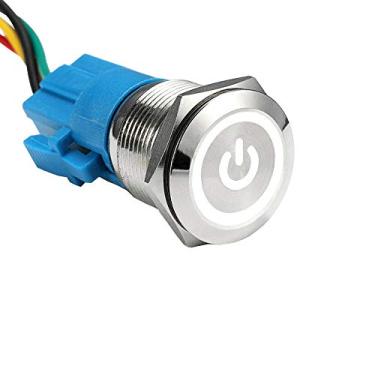 Imagem de ESUPPORT Aço Inoxidável 19mm 12V 5A Símbolo de Energia Angel Eye Halo Car Branco LED Luz Metal Botão Alternar Interruptor de Tomada Fio À Prova D 'Água