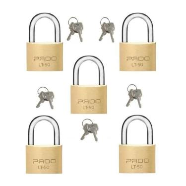 Imagem de Kit 5 Cadeado Grosso  Pado 50Mm Segredo Diferente