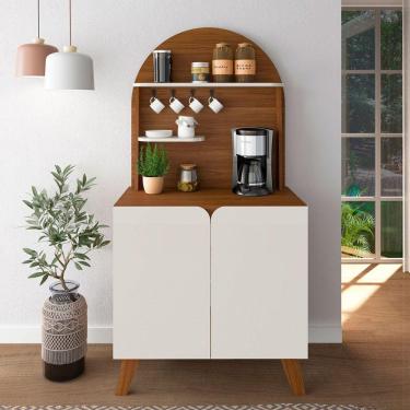 Imagem de Balcão Buffet Cantinho do Café Bali 2 Portas Cedro/Off White - Pnr Móveis