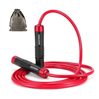 Imagem de (P02-red) - Weighted Jump Rope - Premium Heavy Jump Ropes with Adjustable Extra Thick Cable, Aluminium Silicone Grips Handles, High-Speed Ball Bearings Professional Skipping Rope for Crossfit MMA Cardio & Workouts