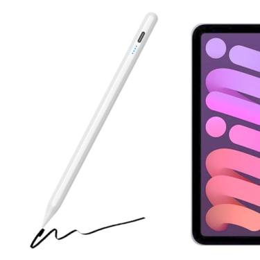 Imagem de Caneta Stylus Pencil para iPads Air Pro Mini 2018 a 2024. Compatível com todas gerações. Palm rejection ativo. Dispensa uso de Bluetooth. Bateria de longa duração. Carga rápida Ponta fina.