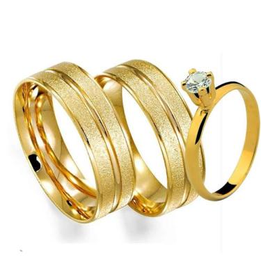 Imagem de Aliança Noivado Casamento Banhada Ouro 18K - Vipoli