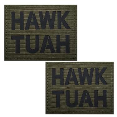 Imagem de 2 unidades, 5 x 7,6 cm, como visto nos sociais, "HAWK TUAH" Spit On That Thang IR Patch Olive Drab com gancho militar preto para bonés, bolsas, coletes, uniformes militares