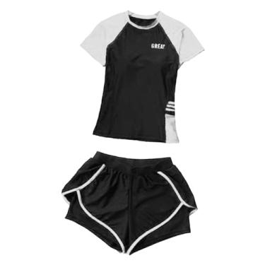 Imagem de rockible Maiô feminino feminino, roupa de banho para surf, roupa de mergulho para férias, viagens, spa, Branco preto, eu