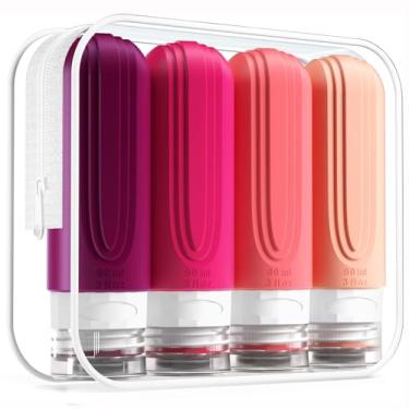 Imagem de Mrsdry Garrafas de viagem para artigos de higiene pessoal, aprovados pela Tsa, recipientes de 85 g, tamanho de viagem, sem BPA, à prova de vazamento, recarregáveis, acessórios de viagem para xampu e