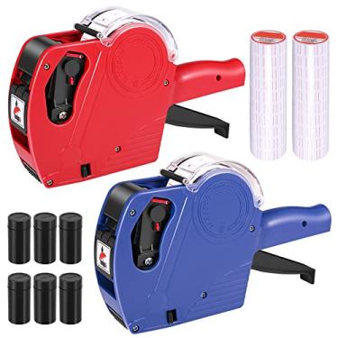 Imagem de Lineba MX5500 Pistola de etiqueta de preço, 2 pacotes de armas de preço com 10.000 adesivos de etiqueta e 6 rolos de tinta extra, kit de pistola de etiqueta de preço de 8 dígitos, pistola de etiqueta
