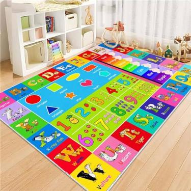 Imagem de MLLgYq Tapete infantil alfabeto jogo - 1,8 m x 2,5 m ABC números e formas, aprendizagem educativa, tapete infantil - sala de jogos, sala de aula, jardim de infância, atividades divertidas, macio e