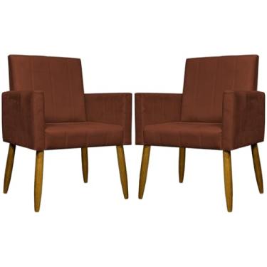 Imagem de Kit 2 Poltronas Para Sala Decorativas Mari Cadeiras Reforçadas Para Recepção Manicure Sala De Espera Consultório Escritório Confortável Pés Palito Suede Terracota - Clique e Decore