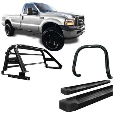 Imagem de Kit Quebra Mato Estribo Alumínio Santo Antônio F250 C Simples Preto - 