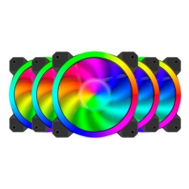 Imagem de Kit Fan 5 Unidades T-Dagger 120mm, Rainbow, Black