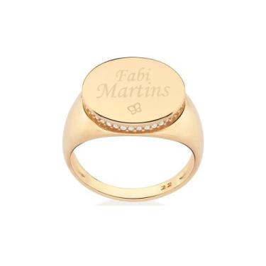 Imagem de Anel rommanel banhado ouro 18k feminino redondo personalizável nome 51