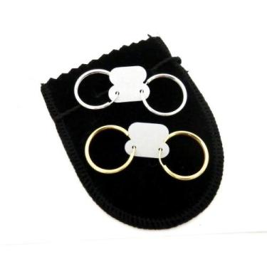 Imagem de Brinco Masculino 20mm 2 Pares Folheado Ouro/prata Br248 - WNBIJOUTERIA