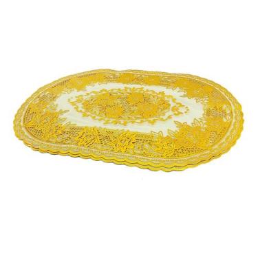 Imagem de Tapete de Mesa Oval Dourado com Branco 30 x 45cm - Aliança