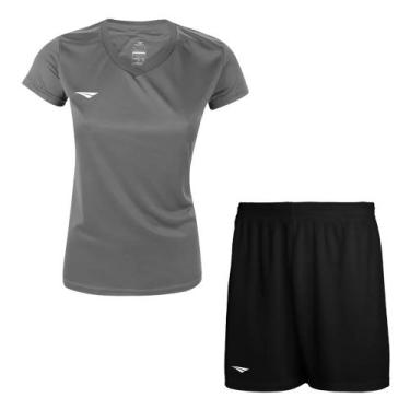 Imagem de Kit Penalty X Camiseta + Calção Feminino, Cinza, Preto, GG