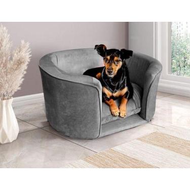 Imagem de Sofá Cama Pet Para Cachorro E Gato Veludo Cinza 80x60 Bz - BZ Distribu