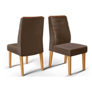 Imagem de Cadeira Sala de Jantar Ondina Cedro/Veludo Moca - DJ Móveis