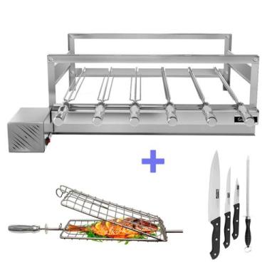 Imagem de Churrasqueira Giratória Grill Inox Gira Soft Grill 6 Espetos + Espeto 