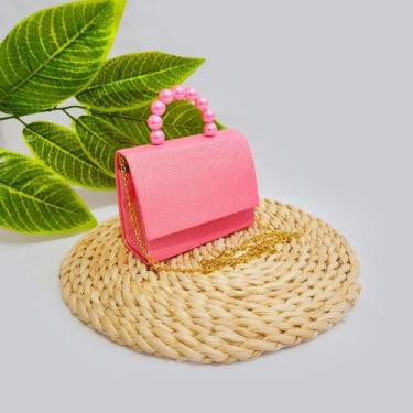 Imagem de Mini Bolsa Gliter Menina Fashion Transversal Corrente Dourad - JM cria