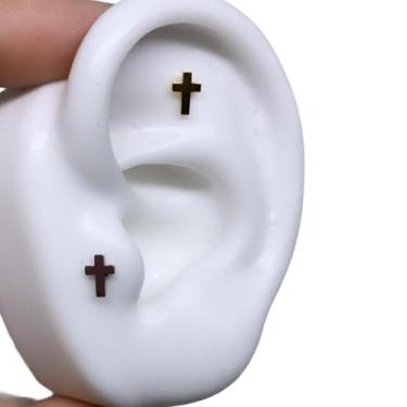 Imagem de Piercing Orelha Cruz Titânio Tragus Flet Hélix Conch - Rarasteel Pierc