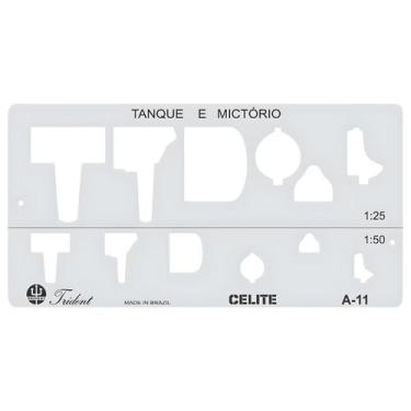 Imagem de Gabarito de Sanitários Escalas 1:25 / 1:50 Trident 13,5 X7cm  Mod A-11