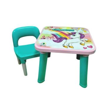 Imagem de Mesinha com Cadeira Para Atividades Infantil Turma do Dino ou Unicórni