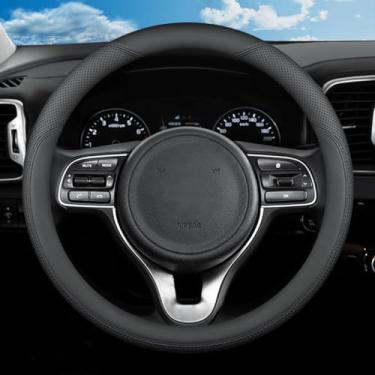 Imagem de SZYUCHEN Capa de volante de carro para Kia K5 Telluride Soul Forte Optima Sportage Sorento Stinger NIRO Rio Cadenza K900 Carnaval Sedona Mojave GT Line EX LX LXS SX Acessórios, 2024 Preto M
