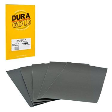Imagem de Dura-Gold – Premium – molhado ou seco – Grit 2000 – corte profissional para folhas de 13,3 x 22,8 cm – lixamento e polimento de cor para trabalho automotivo e madeira – caixa com 25 folhas de acabamento de lixaDura-Gold 800-Grit WD800-25