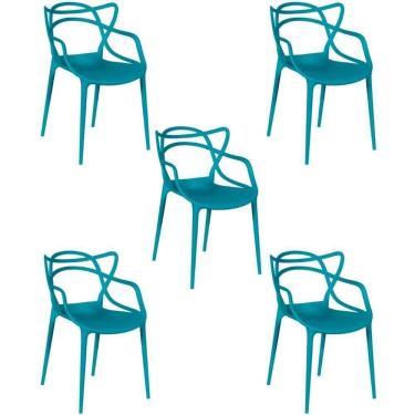 Imagem de Kit 5 Cadeiras Allegra Empilhável Com Inmetro Magazine Decor - Turquesa