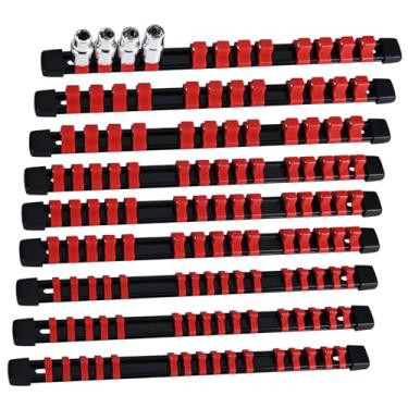 Imagem de EGOFIX Conjunto organizador de soquetes 9 peças, kit de suporte de soquete ABS, 1/10.2 cm x 48 clipes, clipes de 9 mm x 45 cm, organizador de soquete de 1/5.1 cm x 36 clipes, bandeja de soquete de