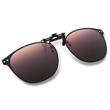 Imagem de ARCAMOY Adulto Unissex Clipe Em Óculos de Sol Sobre Óculos de Prescrição Polarizados Anti-Reflexo Flip Up Óculos de Proteção Uv para Homens (Flash Rosa)