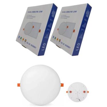 Imagem de Kit 2 Luminária Plafon Led Borda Infinita 25W Embutir Redondo Bivolt F