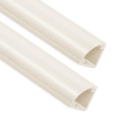 Imagem de Escondedor de cabo de canto de 215,88 cm, capas de fio de grande capacidade para cabos, capa de cabo de canto pintável para corretivo de cabos, pista de cabo redondo para parede, piso, rodapé, teto, 12 x C 43 cm, bege