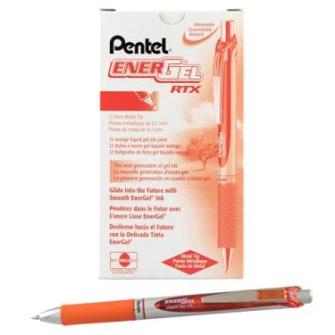 Imagem de Caneta de gel líquido retrátil Pentel EnerGel RTX, linha média de 0,7 mm, Embalagem de 12, Laranja, 0.7mm
