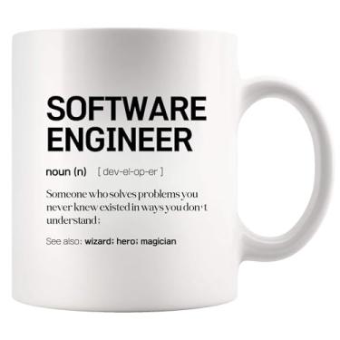 Imagem de Caneca de definição de engenheiro de software, presentes de engenharia, graduação, aniversário, promoção, colega de trabalho, novos engenheiros, caneca de cerâmica 325 ml, branca 325 ml