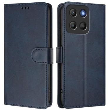 Imagem de Asdsinfor Capa carteira para Motorola Moto G15, [bloqueio RFID] 3 porta-cartões [capa interior de TPU à prova de choque] Capa protetora magnética de couro PU para Moto G15, azul YBW