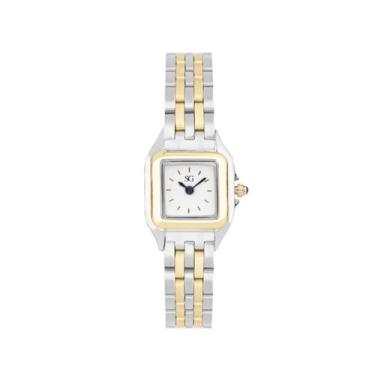 Imagem de Relógio Feminino Luxo Boxy Bicolor Gold Prata e Dourado Saint Germain