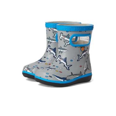 Imagem de BOGS Bota de chuva unissex Skipper II Pixel Shark (infantil), Cinza Multi, 18