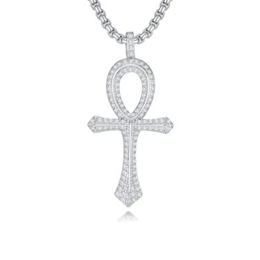 Imagem de Lattd Colar egípcio joia prata esterlina 925 Ankh Olho de Horus Anúbis pingente para homens e mulheres, Prata esterlina, Zircônia cúbica