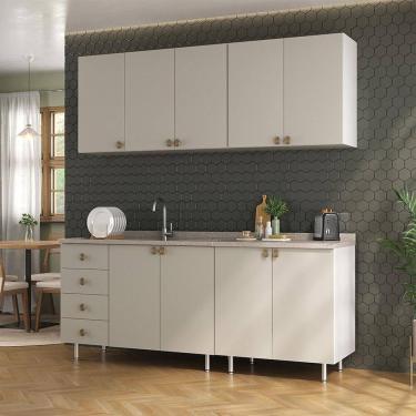 Imagem de Cozinha Compacta Maranello 100% MDF 9 PT 4 GV Bege