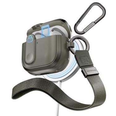 Imagem de MAGEASY Capa projetada para AirPods 4 - Capa robusta para AirPods 4 com trava | Funciona com cabo e carregamento sem fio (apenas carregamento ANC sem fio) | Inclui mosquetão e alça de pulso - Odyssey