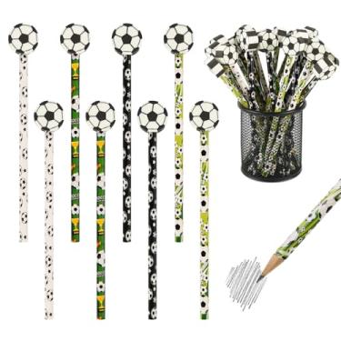 Imagem de 48 lápis de futebol e borrachas para meninos, meninas, esportes, lembrancinhas de festa de aniversário, artigos de papelaria para crianças, estudantes, escritório, escola, sala de aula