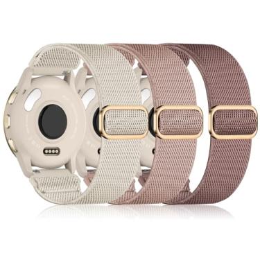 Imagem de Pulseiras elásticas esportivas de nylon de 22 mm compatíveis com Garmin Vivoactive 4/Venu 3/Venu 2/Forerunner 265/255, pacote com 3 pulseiras de substituição para homens e mulheres, Roxo + luz das