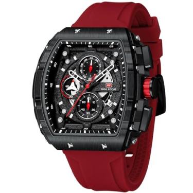 Imagem de YUNSML Relógios masculinos modernos, esportivos, luxuosos, tonneau, cronógrafo, à prova d'água, para negócios, trabalho, mostrador quadrado, relógio de pulso analógico luminoso, calendário masculino,