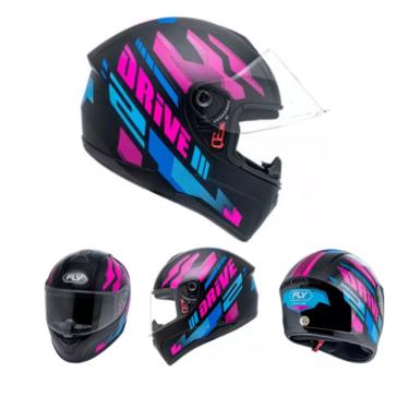 Imagem de Capacete Feminino Moto Fly Drive 2 Hg Rosa Esportivo Com Narigueira